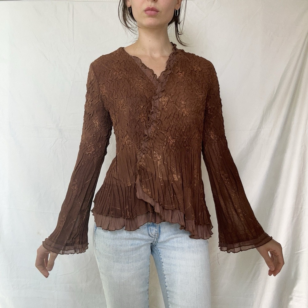 2000s Brown Bell Sleeve Top Whimsy Fairy Gothic Victorian